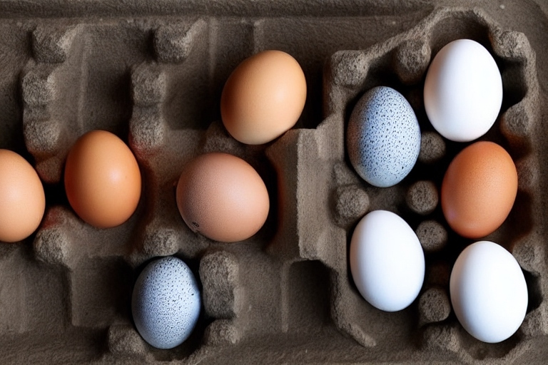 A bunch of different coloured eggs.